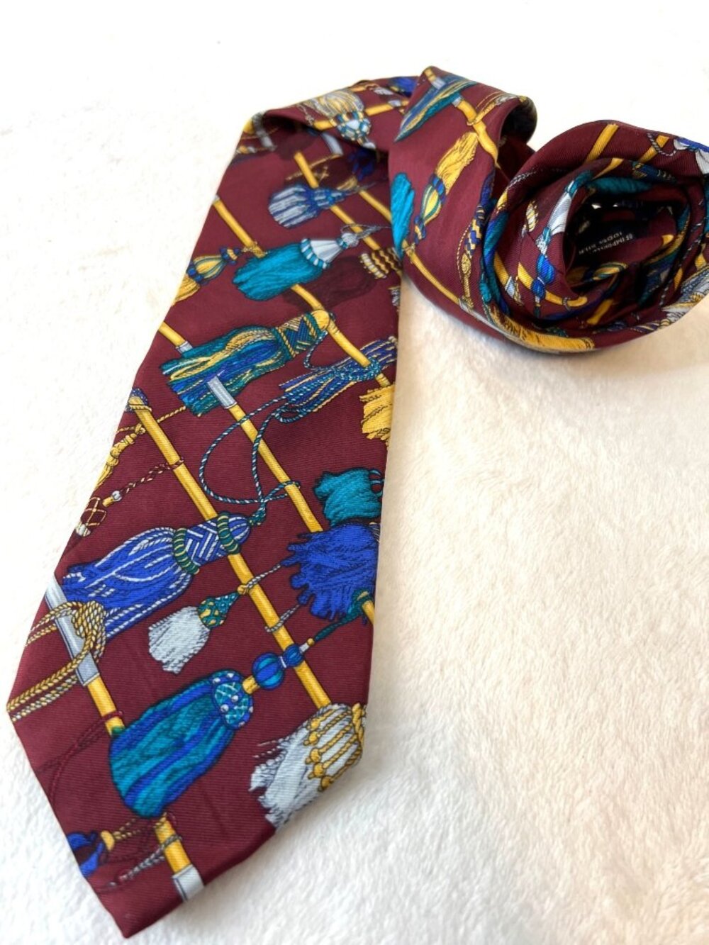 Land's End Vintage‎ Necktie Tie Tassels Regal Preppy Collegiate Jeweltones